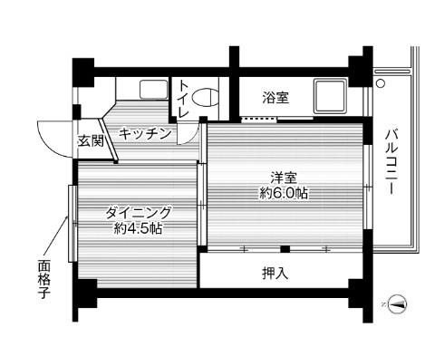 ビレッジハウス木戸 2号棟(1DK/3階)の間取り写真