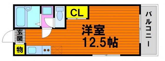 BACK・PACKER(ワンルーム/1階)の間取り写真