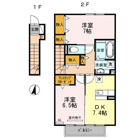 アゼリア A棟(2DK/2階)の間取り写真