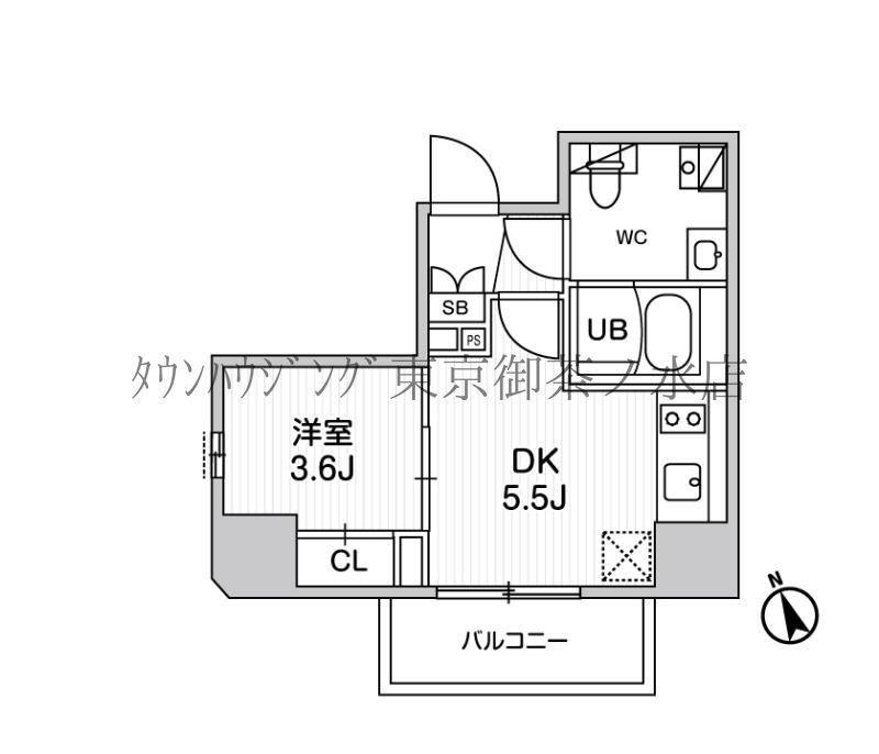 SYFORME江戸川橋(1DK/10階)の間取り写真