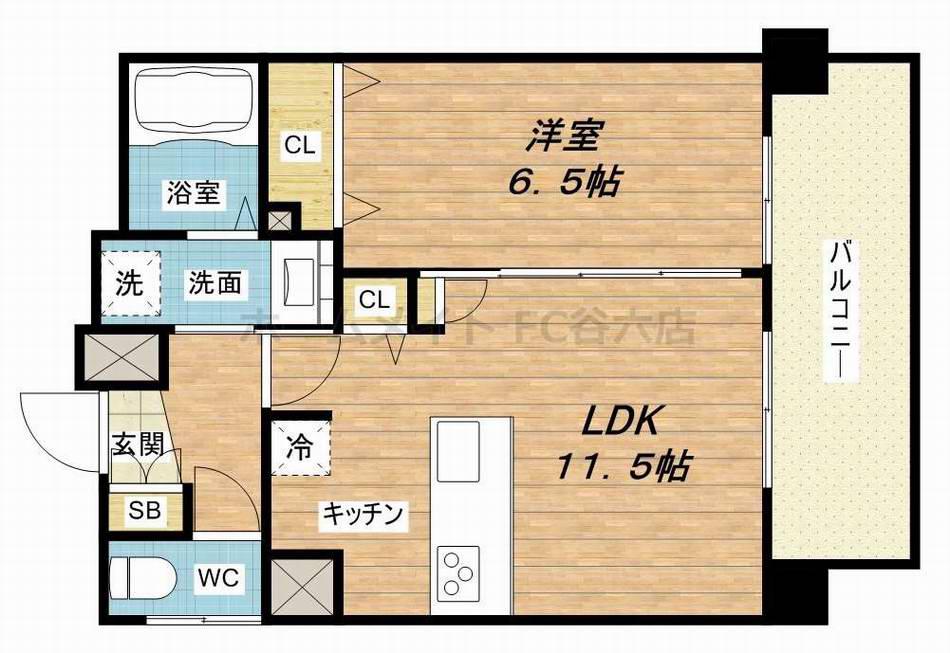 プレサンス難波セレクト(1LDK/13階)の間取り写真