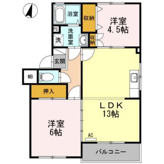 ドミール串戸(2LDK/3階)の間取り写真