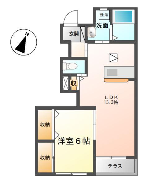ミラドールK(1LDK/1階)の間取り写真