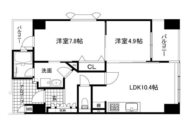 パレベルマリン(2LDK/4階)の間取り写真