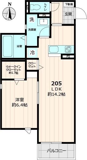 THE OASIS(1LDK/3階)の間取り写真