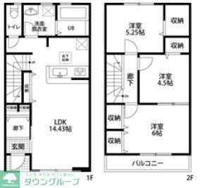 リーブルファイン草加稲荷III 2号棟(3LDK/1階)の間取り写真
