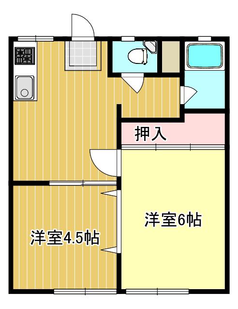 パナハイツナカイI(2DK/1階)の間取り写真