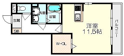 サザングレイス(ワンルーム/1階)の間取り写真