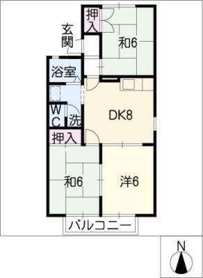 サテライトセブンA棟(3DK/1階)の間取り写真