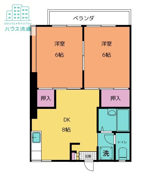 メゾンドールSUN(2DK/2階)の間取り写真