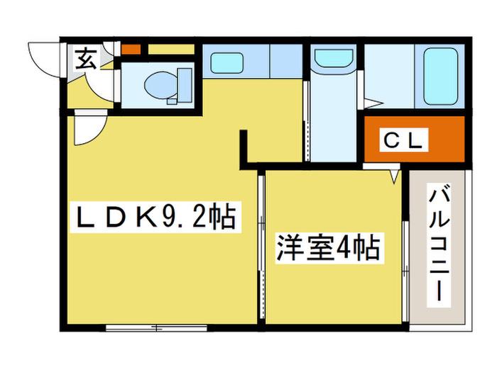 デュークYK山の手(1LDK/1階)の間取り写真