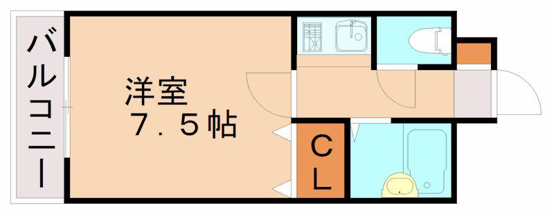 サンシティ箱崎九大前(1K/3階)の間取り写真