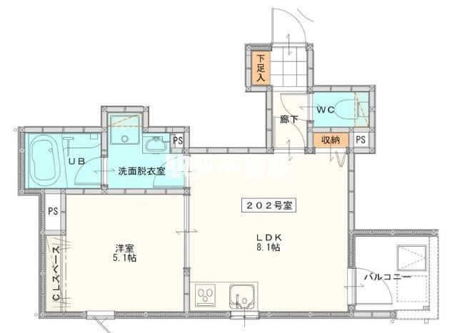 LA KASA野中町(1LDK/3階)の間取り写真