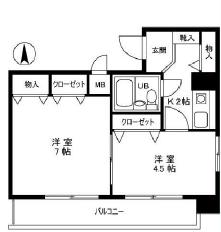 ライオンズマンション両国第8(2K/8階)の間取り写真