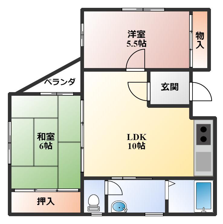 トラッディウエスト(2LDK/3階)の間取り写真