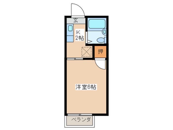 ファミーユ中丸(1K/2階)の間取り写真
