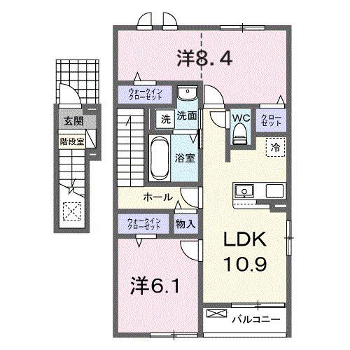 サニー・ベル(2LDK/2階)の間取り写真