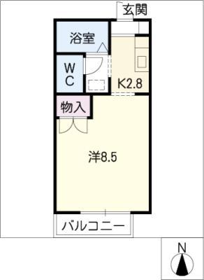 フォレストヒルズ(1K/1階)の間取り写真