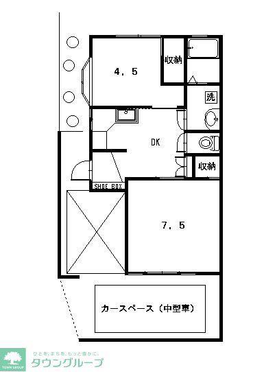 アドルカ(2DK/1階)の間取り写真