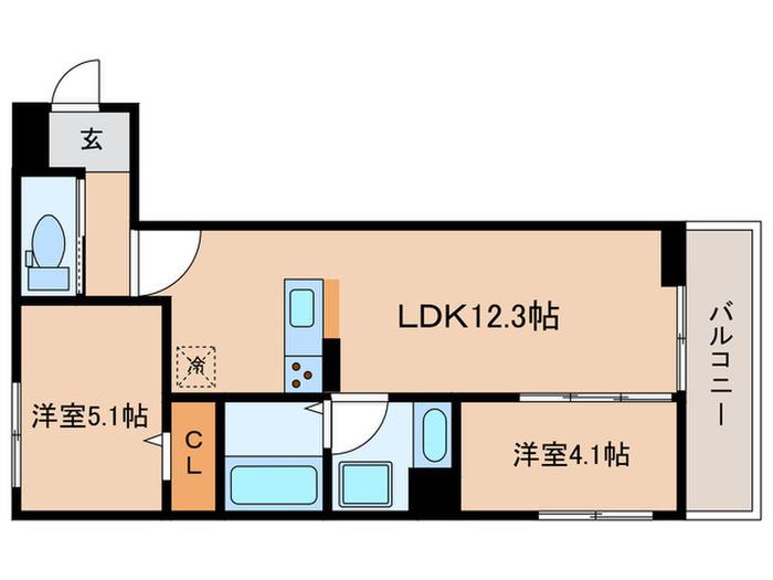グラナーデ祖師谷(2LDK/2階)の間取り写真