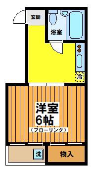 オーキッドフラッツ(1K/2階)の間取り写真