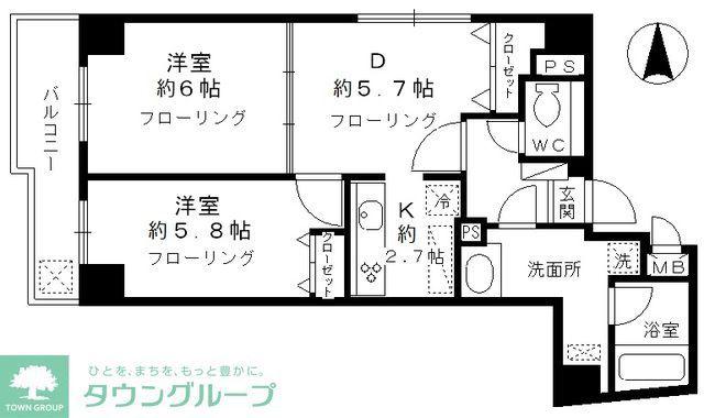 ソフィア西浅草(2DK/2階)の間取り写真