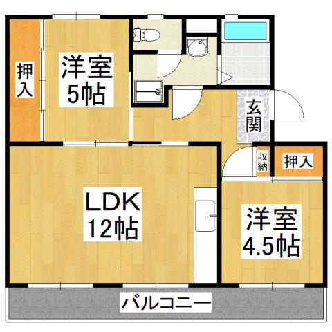ヴィラナリー千代田9号棟(2LDK/5階)の間取り写真
