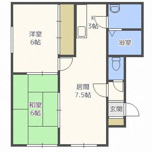 フラワーハイム栄町(2LDK/2階)の間取り写真