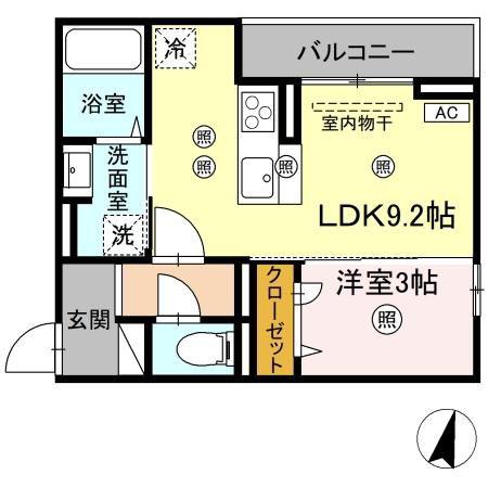 D-RESIDENCE明治中央(1LDK/2階)の間取り写真
