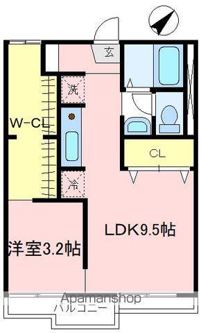 ひまわりハイツB棟(1LDK/2階)の間取り写真