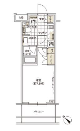 PARK HABIO武蔵小山(1K/2階)の間取り写真