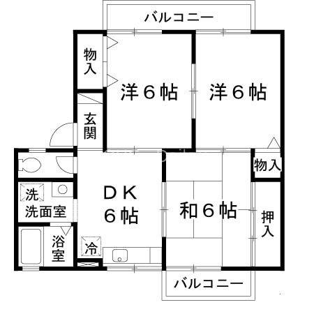 リバーサイド八尾南(3DK/2階)の間取り写真
