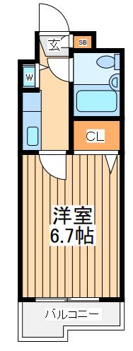 ジョイフル相模原(ワンルーム/2階)の間取り写真