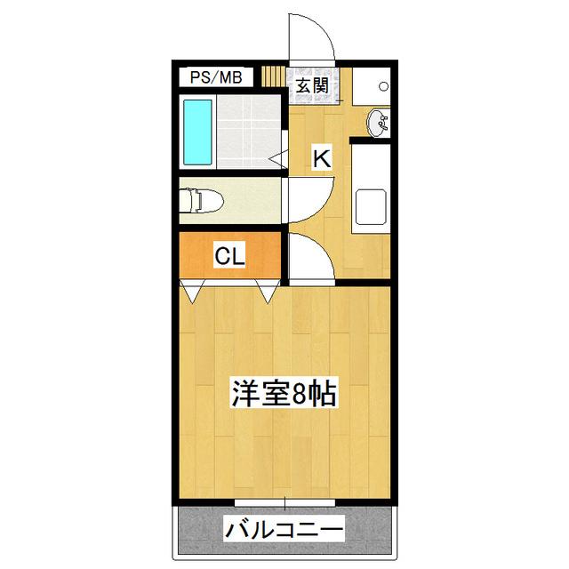マンションフリューゲル(1K/1階)の間取り写真