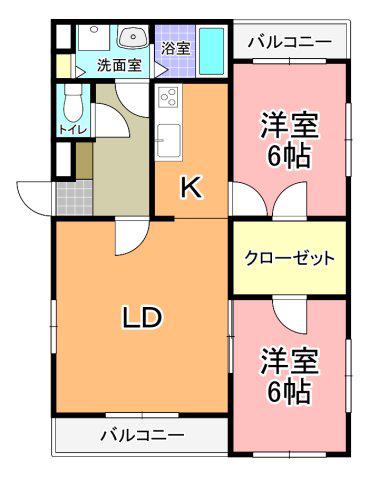 ツインステージB(2LDK/2階)の間取り写真