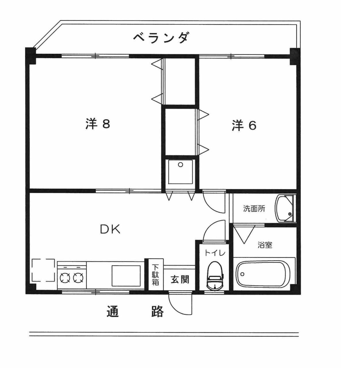 升富ビル(2DK/3階)の間取り写真