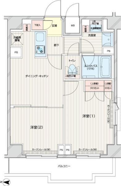 ルーブル本羽田(2DK/8階)の間取り写真