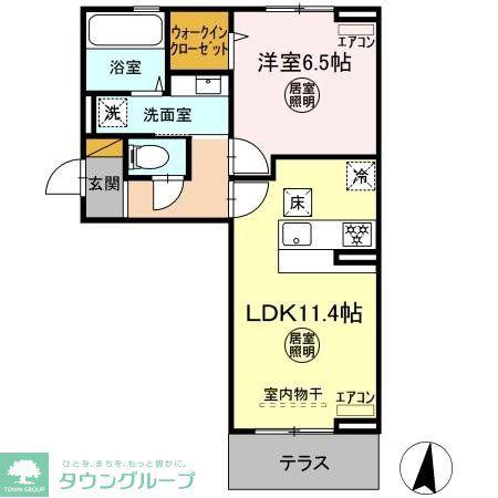 KOCHIA N・S S棟(1LDK/1階)の間取り写真