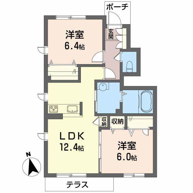 シャーメゾンNANRYU A棟(2LDK/1階)の間取り写真