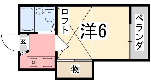 SMILE伊伝居(1K/2階)の間取り写真