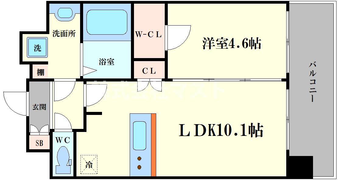 クリスタルグランツみなとシティ(1LDK/7階)の間取り写真