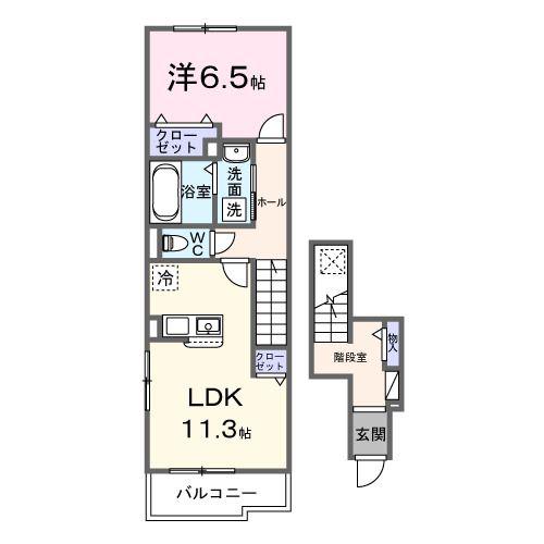 アドニス江南(1LDK/2階)の間取り写真