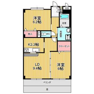 フローラ池上台(2LDK/1階)の間取り写真