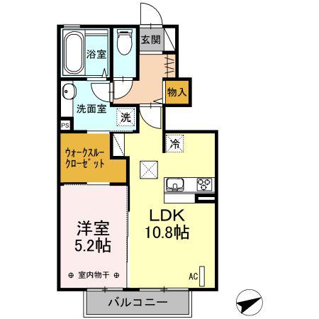 コンフォート(1LDK/1階)の間取り写真