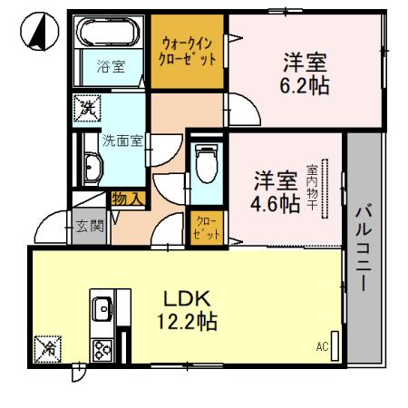 トルチェピーノ(2LDK/2階)の間取り写真