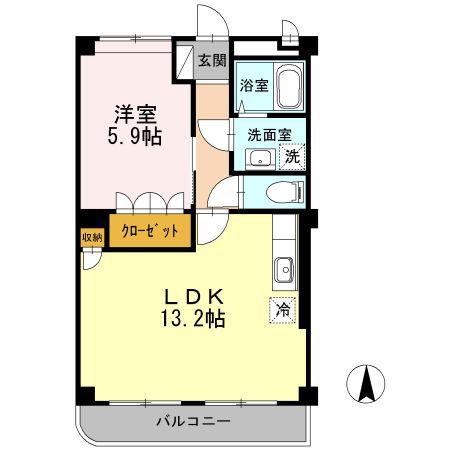 シャランテ橘I(1LDK/2階)の間取り写真