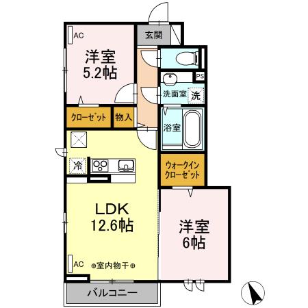 メゾン・ド・プリュネ(2LDK/2階)の間取り写真