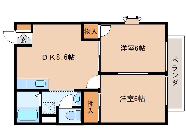 レジデンス桜池(2DK/1階)の間取り写真
