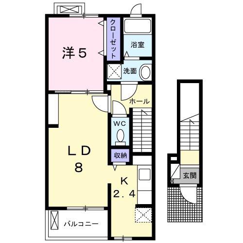 フェリス逢妻(1LDK/2階)の間取り写真