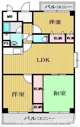 ベルローゼ浜寺(3LDK/2階)の間取り写真